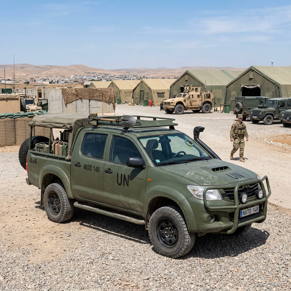 Camioneta Táctica 4x4 en Campamento de Operaciones